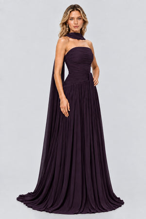 Oiseau Strapless Pleated Maxi Dress - Plum_-_selmori.com_-_06