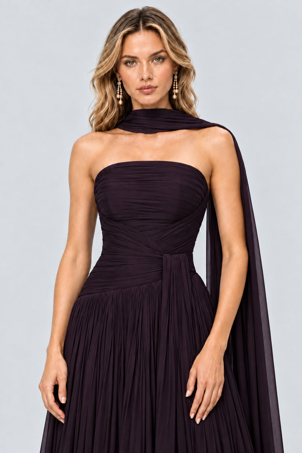 Oiseau Strapless Pleated Maxi Dress - Plum_-_selmori.com_-_07