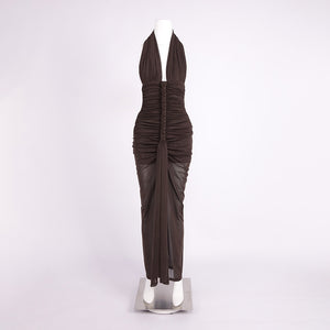 Valère Ruched Halter Maxi Dress