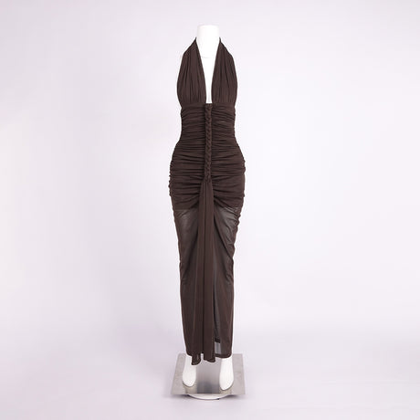 Valère Ruched Halter Maxi Dress