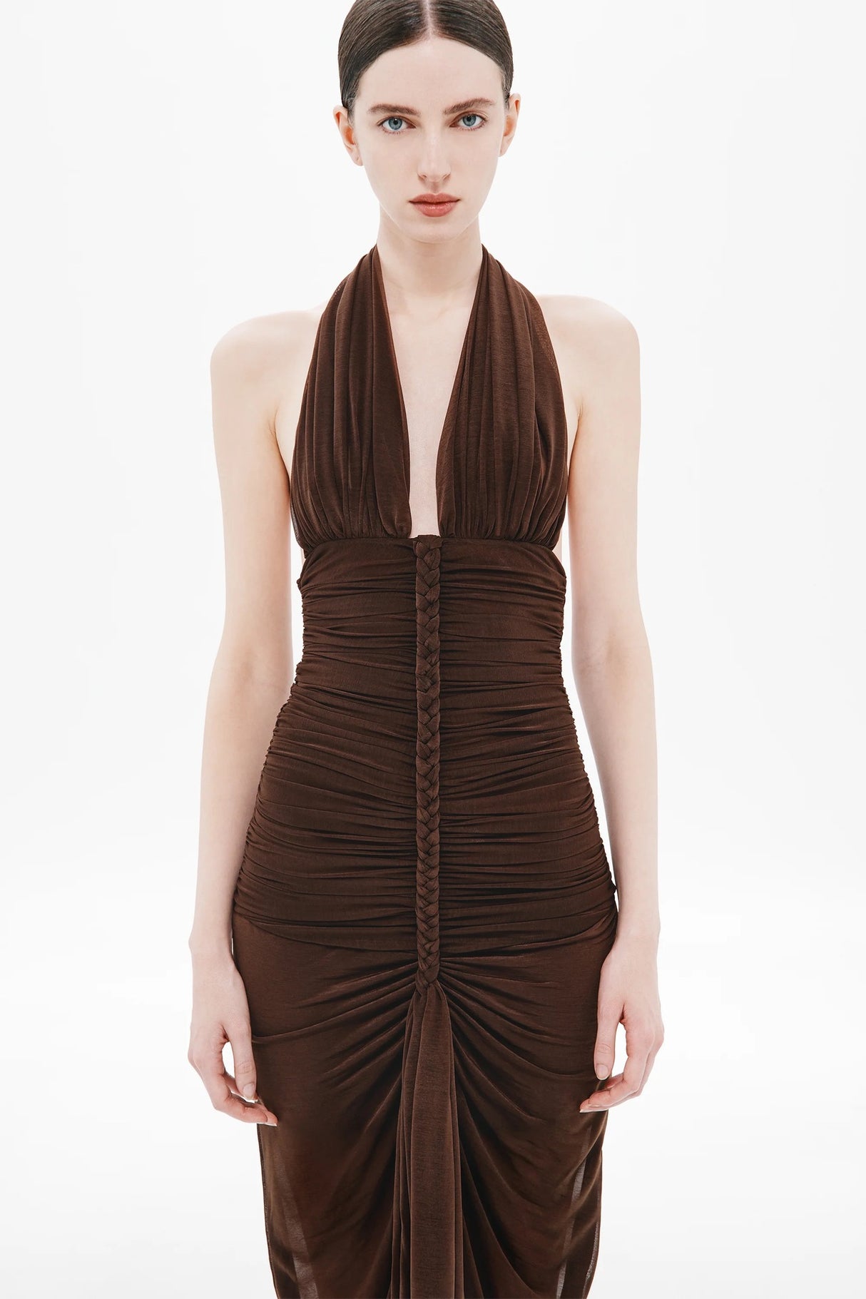 Valère Ruched Halter Maxi Dress