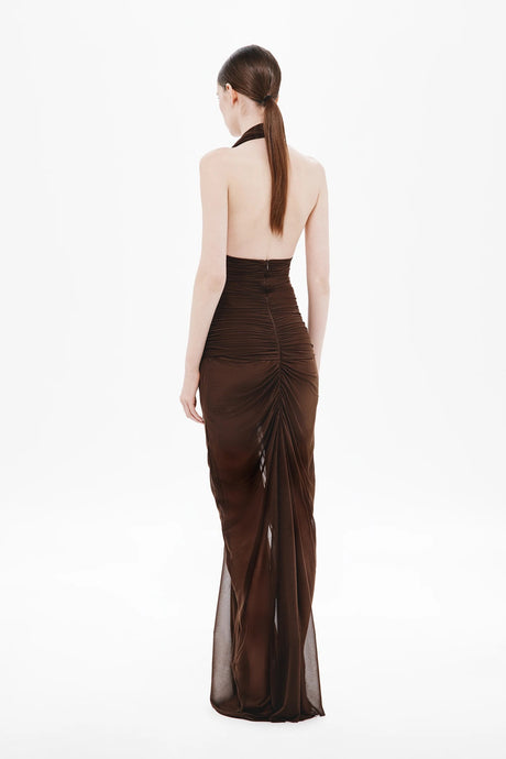 Valère Ruched Halter Maxi Dress