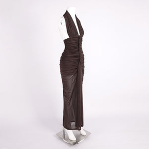 Valère Ruched Halter Maxi Dress