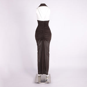 Valère Ruched Halter Maxi Dress