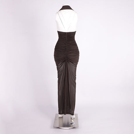 Valère Ruched Halter Maxi Dress