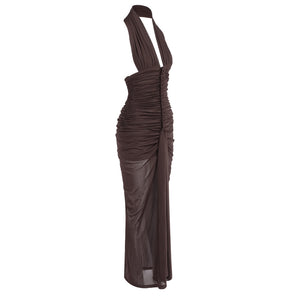 Valère Ruched Halter Maxi Dress