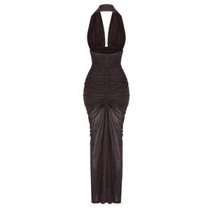 Valère Ruched Halter Maxi Dress