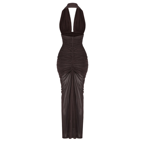 Valère Ruched Halter Maxi Dress