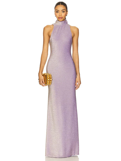 Selmori Armelle Shimmering Open-Back Maxi Dress