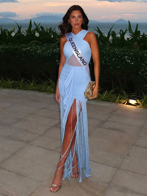 Selmori Carmen Fringe Ruched Bodycon Dress