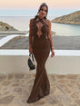 Selmori Solange Halter Maxi Dress Brown