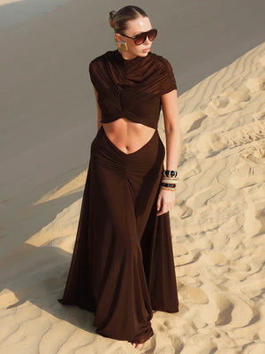 Selmori Joséphine Hollow Out Maxi Dress