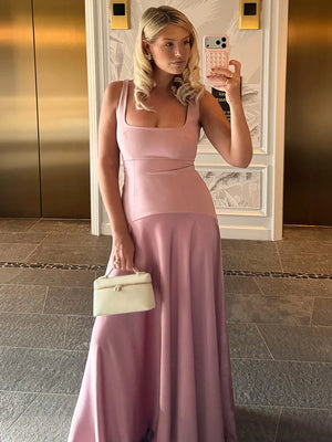 Douceur Square Neck Satin Maxi Dress