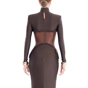 Selmori Laurence Mock Neck Corset Maxi Dress
