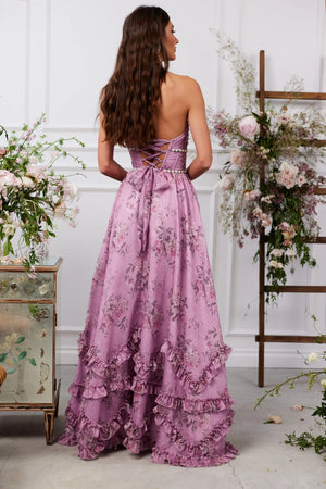 Opéra Floral Plunge Slit Maxi Dress