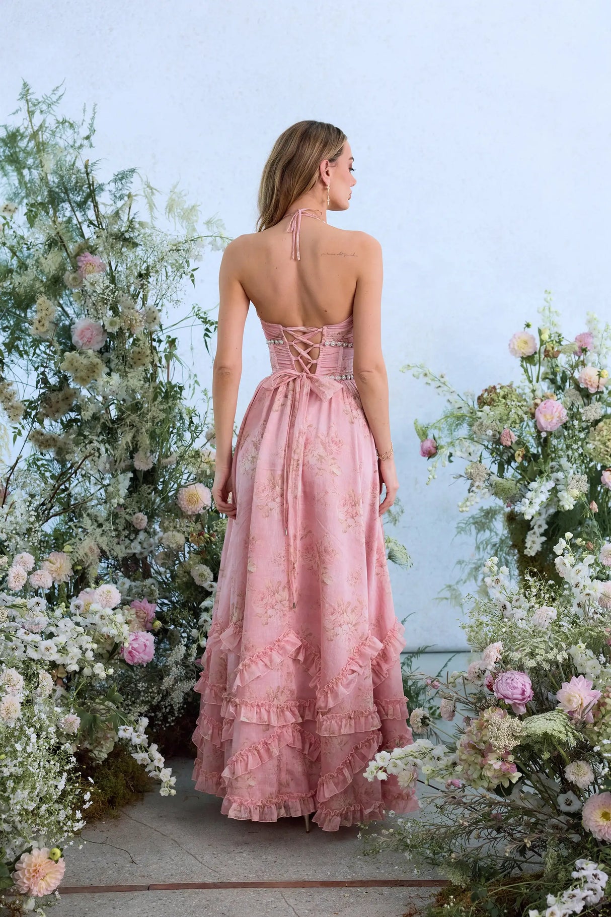 Opéra Floral Plunge Slit Maxi Dress