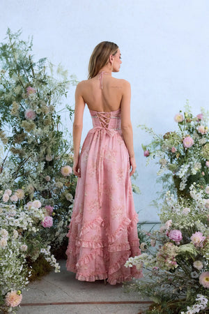Opéra Floral Plunge Slit Maxi Dress