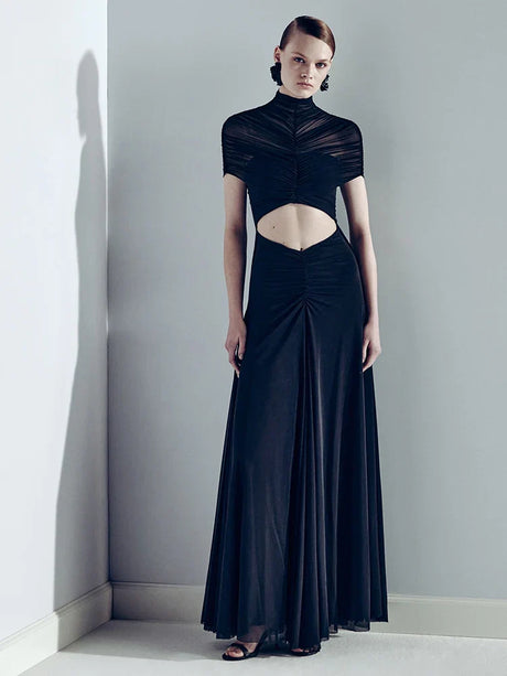 Selmori Joséphine Hollow Out Maxi Dress Black