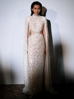 Selmori Héloïse Lace Evening Maxi Dress