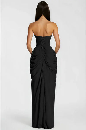 Azalée Strapless Draped High-Slit Maxi Dress