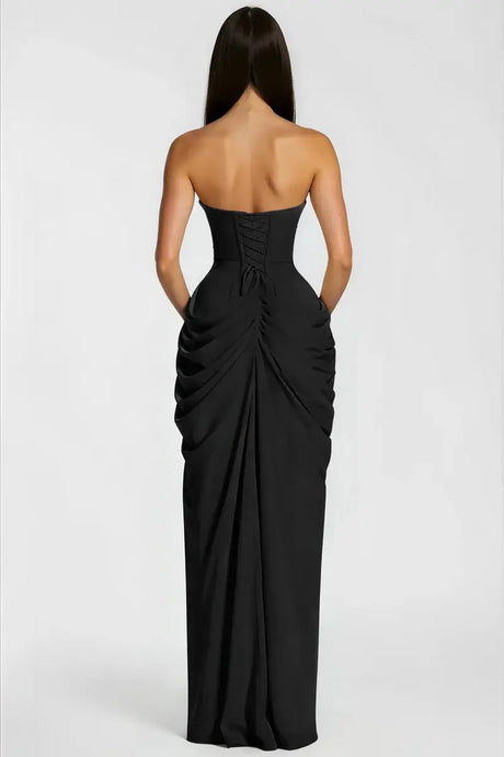 Azalée Strapless Draped High-Slit Maxi Dress