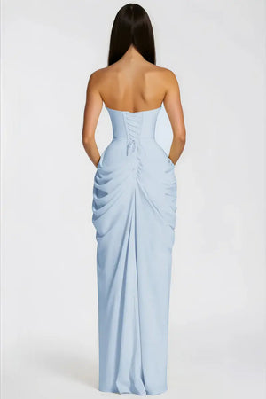 Selmori Azalée Strapless Draped High-Slit Maxi Dress