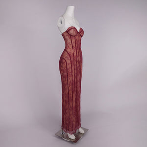 Sarah Floral Lace Corset Maxi Dress