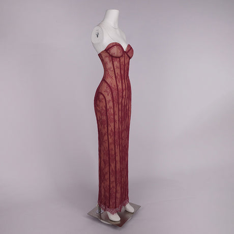 Sarah Floral Lace Corset Maxi Dress
