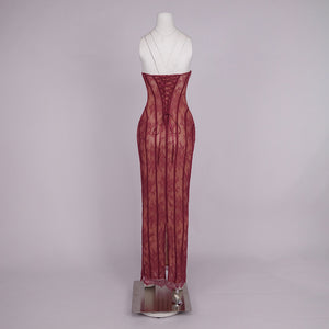 Sarah Floral Lace Corset Maxi Dress