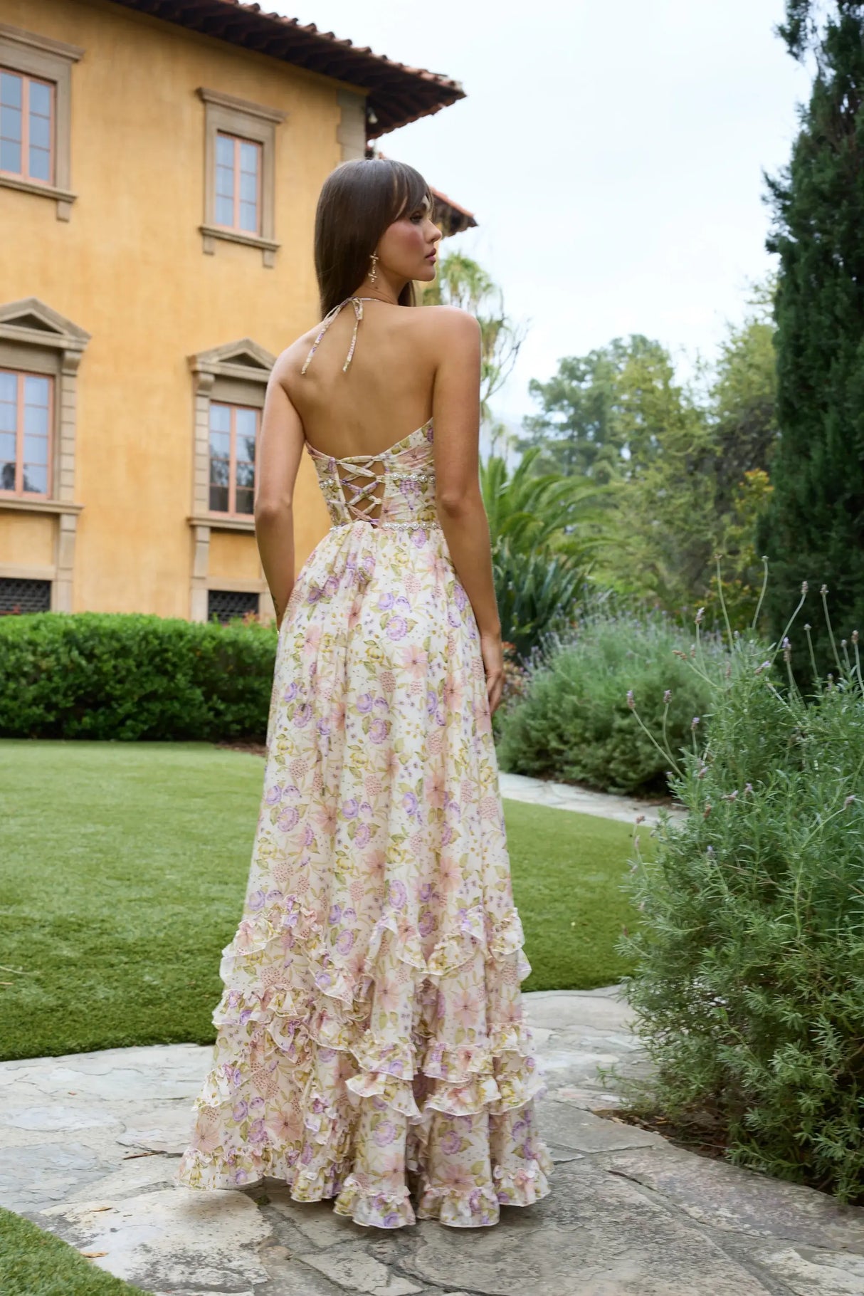 Opéra Floral Plunge Slit Maxi Dress