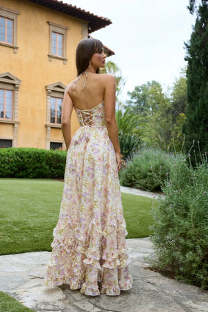 Opéra Floral Plunge Slit Maxi Dress