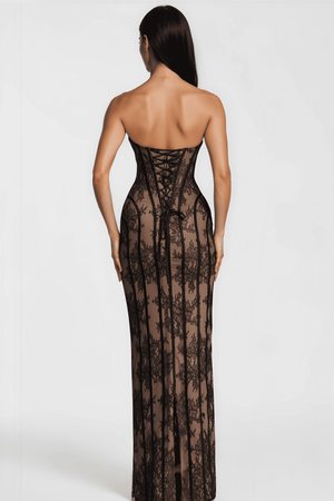 Sarah Floral Lace Corset Maxi Dress
