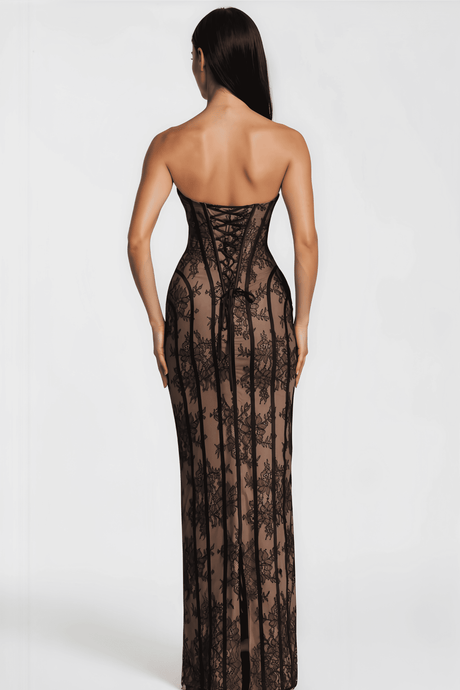 Sarah Floral Lace Corset Maxi Dress