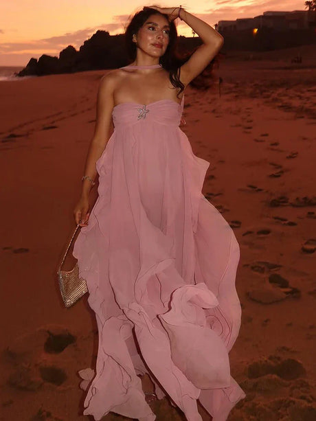 Selmori Éléna Halter Backless Maxi Dress