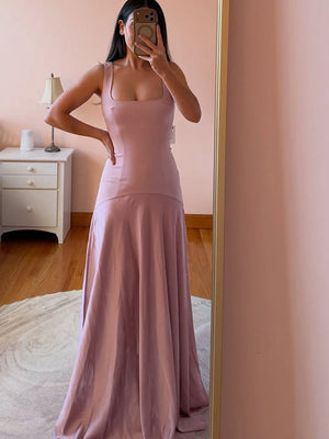 Douceur Square Neck Satin Maxi Dress