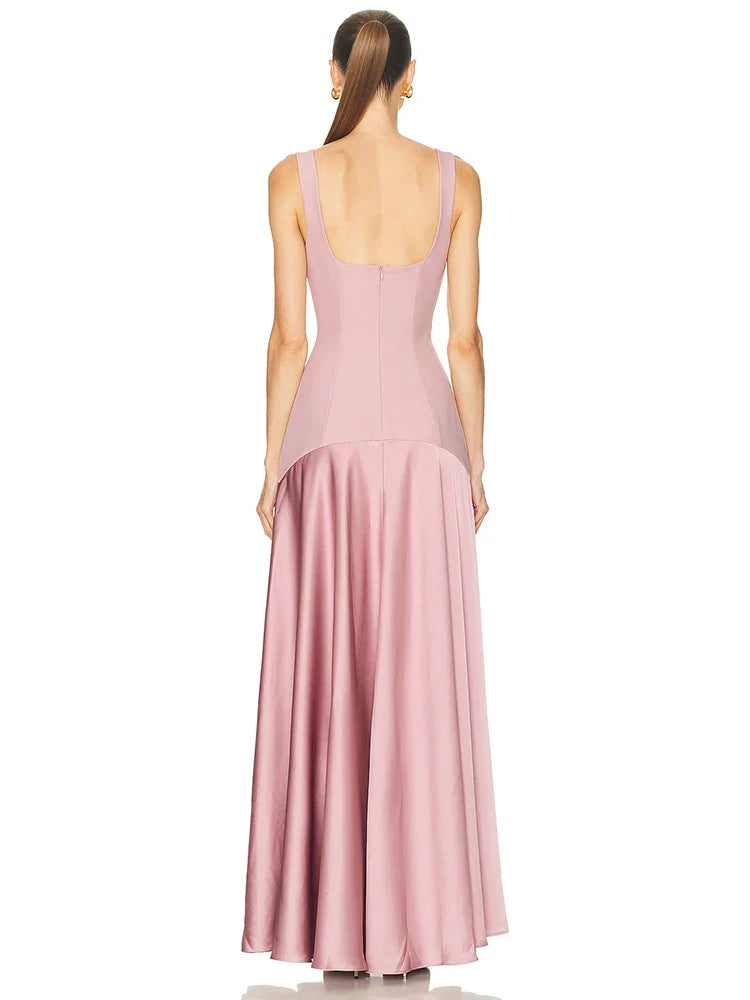 Douceur Square Neck Satin Maxi Dress