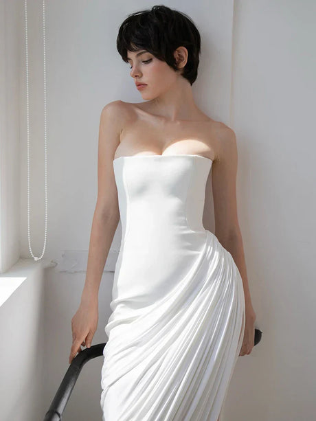 Selmori Gaëlle Strapless Satin Maxi Dress