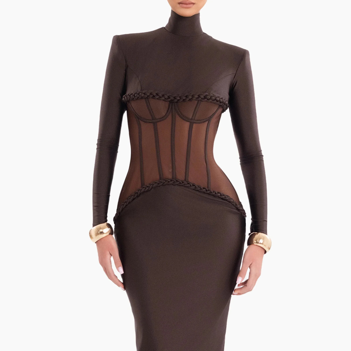 Selmori Laurence Mock Neck Corset Maxi Dress