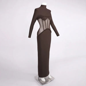 Selmori Laurence Mock Neck Corset Maxi Dress