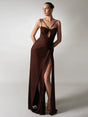 Selmori Paloma Multi-Strap Cut-Out Maxi Dress Brown