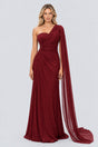 Tiphaine One Shoulder Ruched Maxi Dress - Red_-_selmori.com_-_01