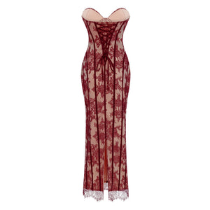 Sarah Floral Lace Corset Maxi Dress
