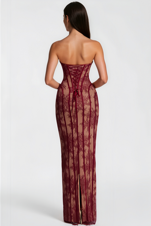Sarah Floral Lace Corset Maxi Dress