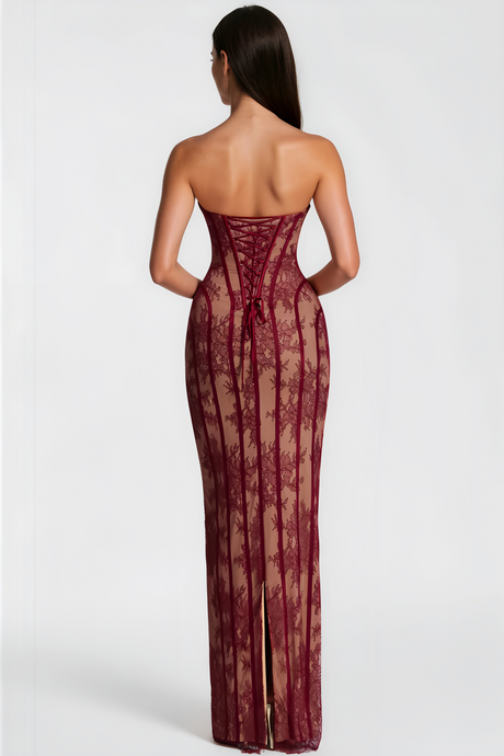 Sarah Floral Lace Corset Maxi Dress