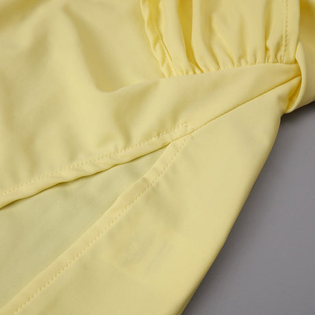 Vague Yellow Halter Draped Waist Slit Maxi Dress