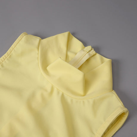 Vague Yellow Halter Draped Waist Slit Maxi Dress