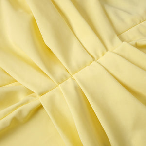 Vague Yellow Halter Draped Waist Slit Maxi Dress
