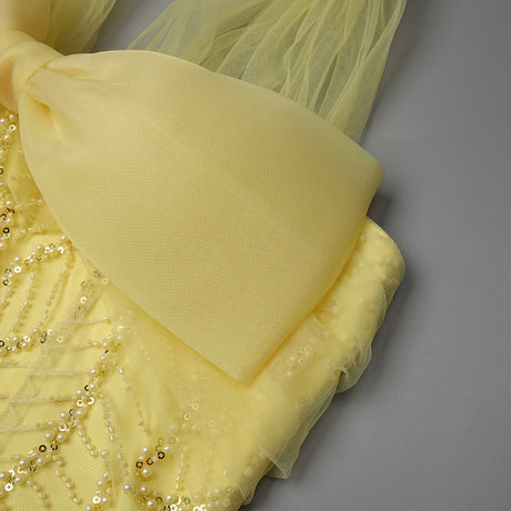 Vitesse Halter Maxi Dress with Bow in Yellow