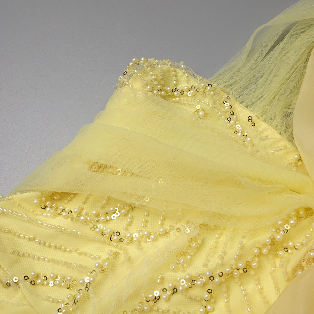 Vitesse Halter Maxi Dress with Bow in Yellow