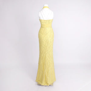 Vitesse Halter Maxi Dress with Bow in Yellow
